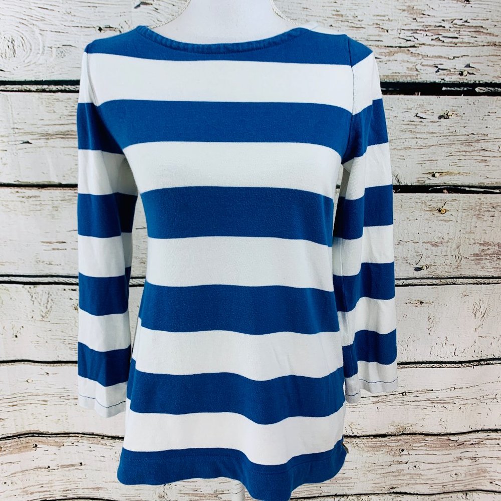Gap Women's Top Blue White Stripe Long Sleeve XS